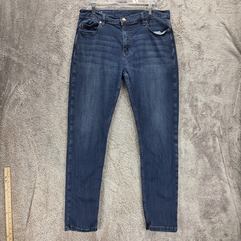Mugsy Jeans Mens 34x32 Blue Slim Stretch Denim Zip Fly Med Wash